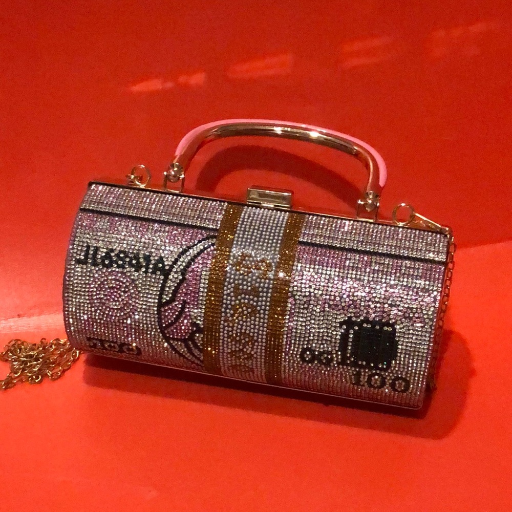 $$ Rhinestone  Embellished Clutch Bag